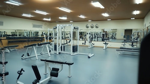 Dynamic Fitness Scene in Eagle Gym, Featuring Weightlifting Equipment, Energetic Atmosphere, and Strong Individuals Embracing a Healthy Lifestyle