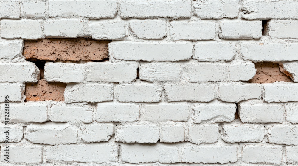 White Brick Wall Texture with Missing Bricks Grunge Urban Background White Brick Wall Texture with Missing Bricks Grunge Urban Background