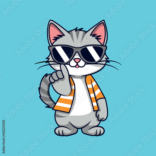 Cool Cat in Sunglasses and Casual Clothes