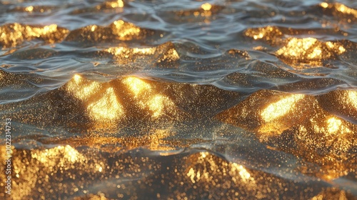 Abstract Golden Water Texture Liquid Gold Waves Background