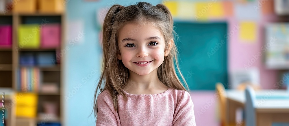 Smiling Little Girl in Classroom
