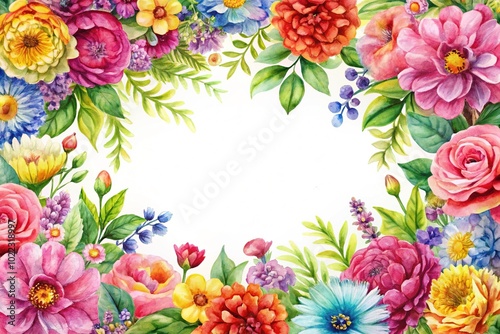 Beautiful watercolor floral frame design suited for invitations, greeting cards, and decorative art. Brings a graceful touch and artistic flair to all projects.