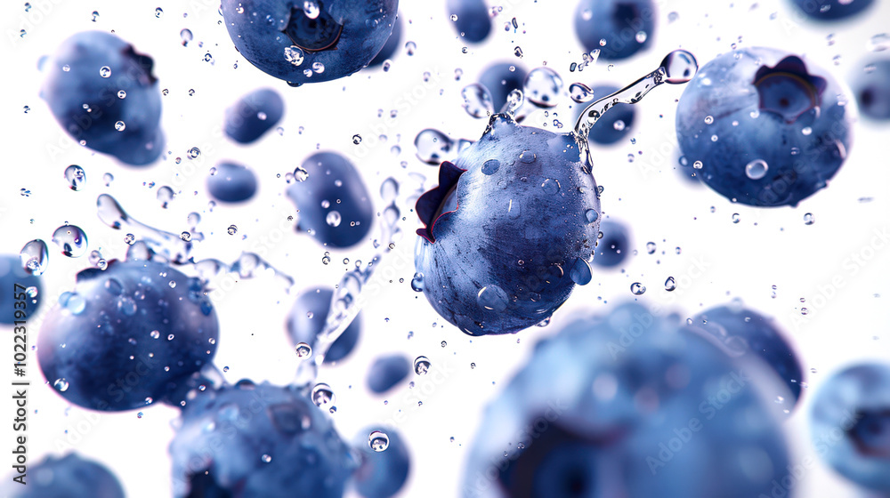 A close-up of blueberries with water droplets around them. The concept of freshness and vitality. Washing blueberries. Healthy eating. A delicious snack A close-up of blueberries with water droplets around them. The concept of freshness and vitality. Washing blueberries. Healthy eating. A delicious snack