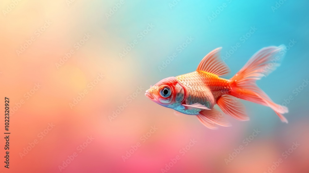Fototapeta premium Close-Up of Cute Exotic Fish with Iridescent Colors