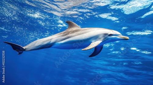 Graceful Dolphin Swimming in Clear Blue Water