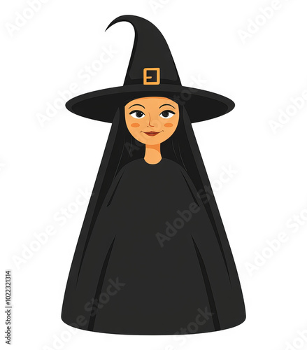 Halloween Witch Illustration with Transparent Background for Spooky Designs and Overlays