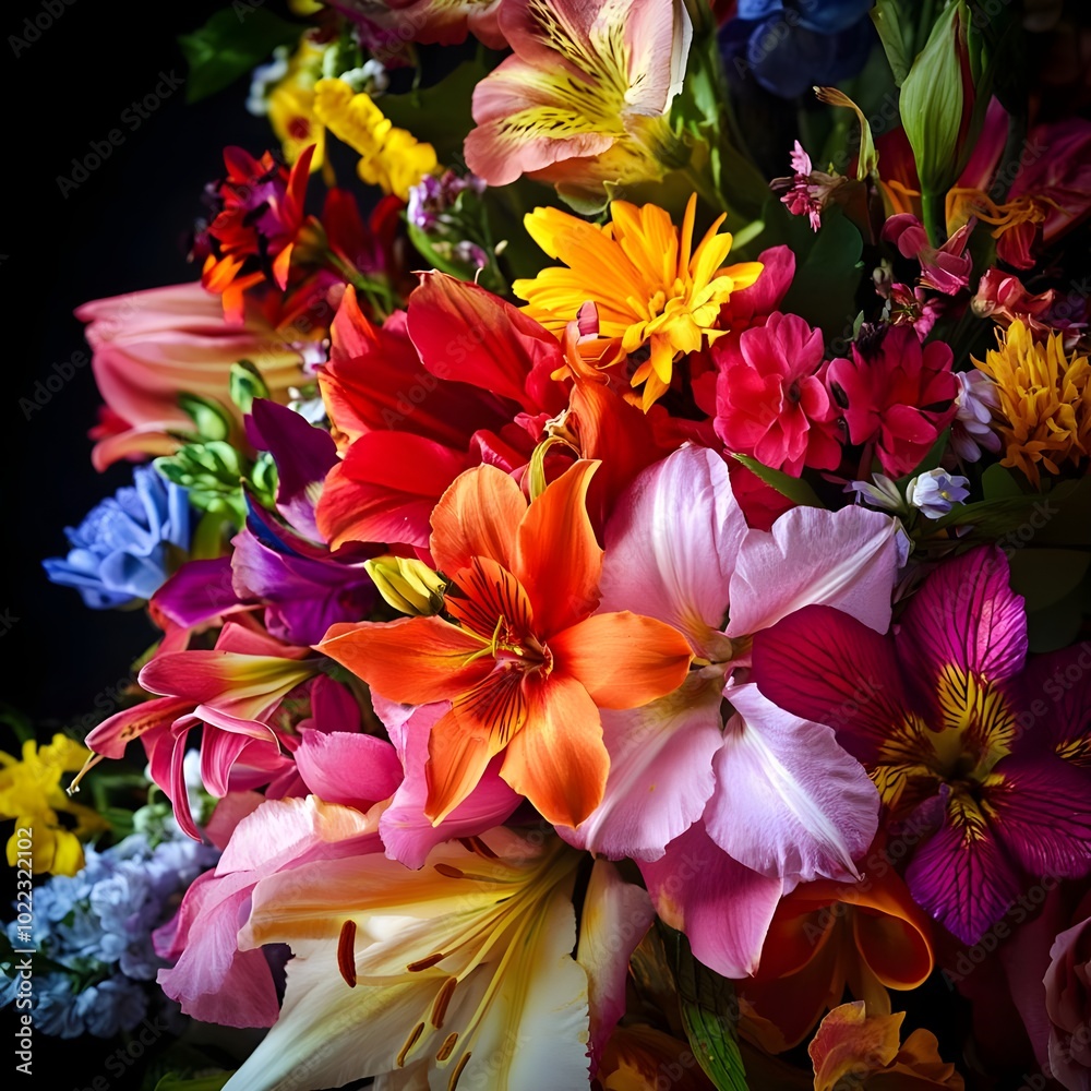 Obraz premium Beautiful flower arrangement with a mix of vibrant blooms,Generative AI