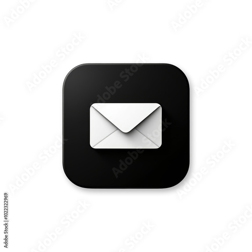Minimalist Email Icon on Black and transparent Background
