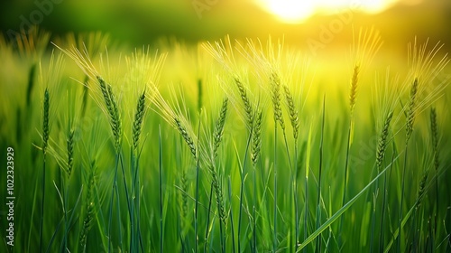 Lush green fields with thriving crops highlighting the advancements and productivity of modern agricultural practices  A bright