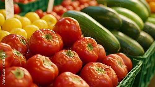 Abundant fresh produce on display at a bustling farmers market showcasing the vibrant variety and wholesome goodness of the green revolution s sustainable agriculture