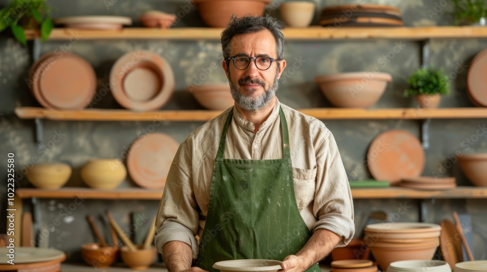 Eco-Friendly Craftsman in Sustainable Workshop Eco-Friendly Craftsman in Sustainable Workshop