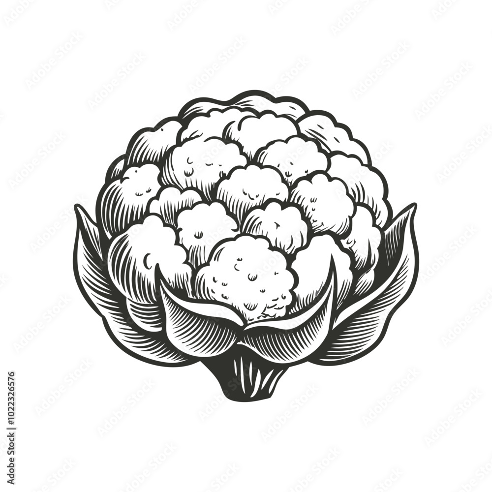 Obraz premium Cauliflower drawing hand drawn vector illustration
