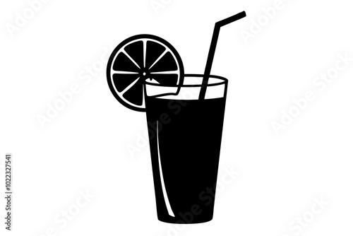 lemon drink | vector silhouette illustration on white background