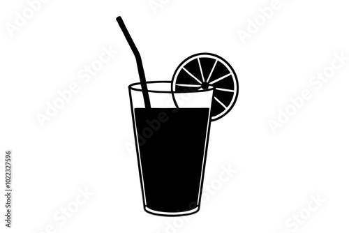 lemon drink | vector silhouette illustration on white background