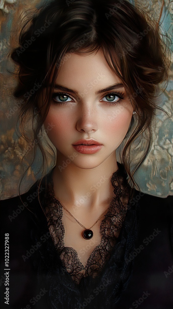 Beautiful Woman Portrait with Elegant Necklace