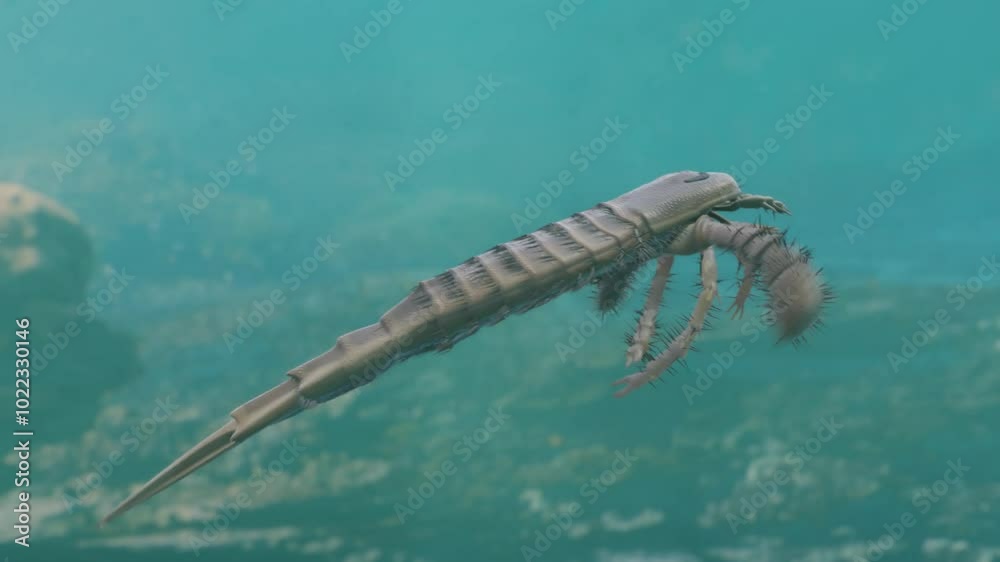 Extinct Sea Scorpion Eurypterus Swimming in Sea Animation Extinct Sea Scorpion Eurypterus Swimming in Sea Animation