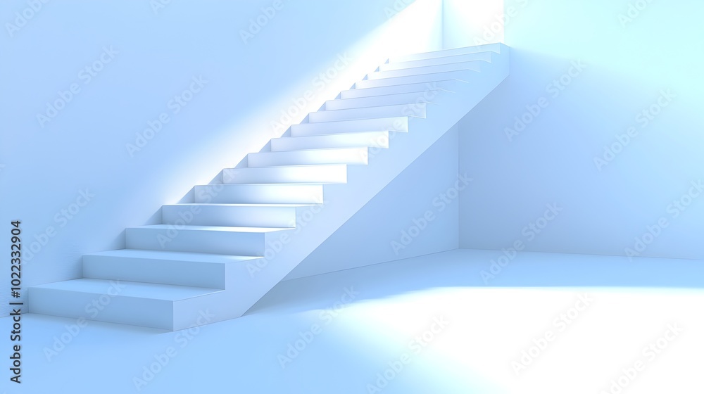 Sleek modern white staircase with minimalist lines and clean smooth steps set against a neutral minimalist interior design The staircase features a simple Sleek modern white staircase with minimalist lines and clean smooth steps set against a neutral minimalist interior design The staircase features a simple