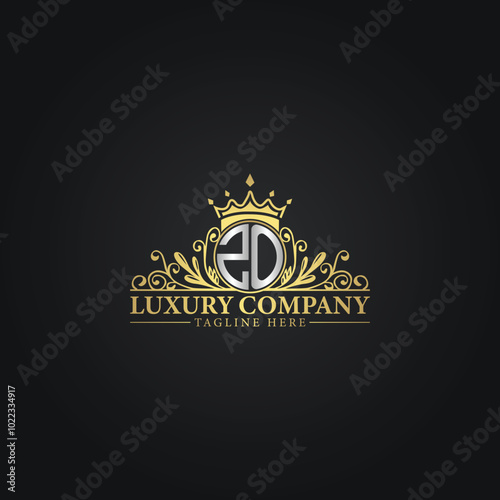 Luxury Crown Logo with Elegant Flourishes and Monogram