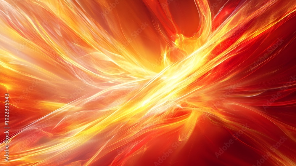 Vibrant abstract background featuring bold fiery streaks of red orange and yellow with an explosive high energy and dynamic visual impact isolated on a composition