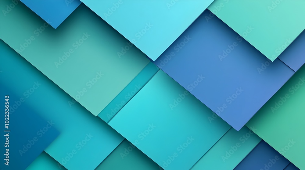 Overlapping Rectangular Shapes in Royal Blue and Soft Mint Green Abstract Background with Clean Geometric Design Overlapping Rectangular Shapes in Royal Blue and Soft Mint Green Abstract Background with Clean Geometric Design