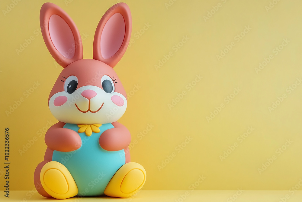 Fototapeta premium rabbit rubber toy with copy space background