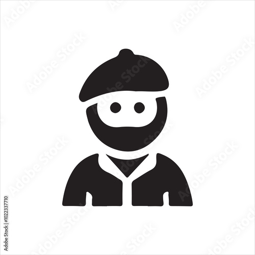 Man profile icon silhouette vector illustration Black and white 
