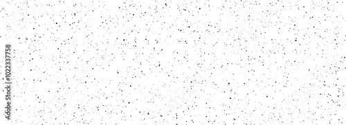 Seamless grainy speckles texture. Distress grunge dots background. Black gritty splash repeated pattern. Splatter dirty grit overlay with drops, specks, flecks. Gravel noise for banner, poster. Vector