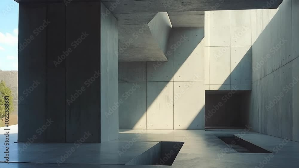 Modern Concrete Architecture with Dynamic Lighting and Shadows Modern Concrete Architecture with Dynamic Lighting and Shadows