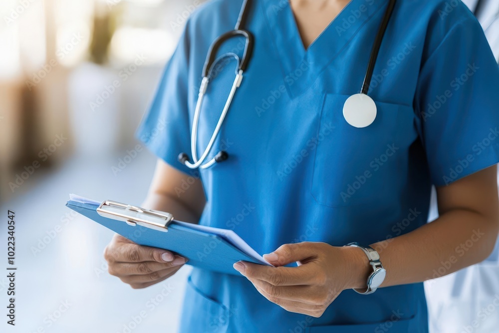 Healthcare team collaborating over a patient file, focused expressions, teamwork in a clinic, organized workflow, patient-centered care Healthcare team collaborating over a patient file, focused expressions, teamwork in a clinic, organized workflow, patient-centered care