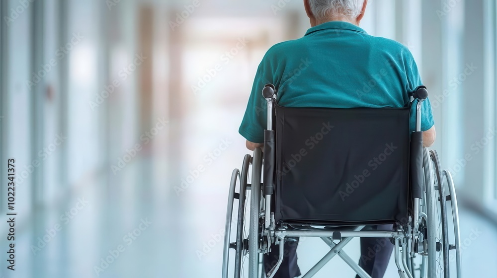 Rehabilitation session with caregiver guiding patient in wheelchair, physical therapy focus, healthcare support, recovery care, mobility Rehabilitation session with caregiver guiding patient in wheelchair, physical therapy focus, healthcare support, recovery care, mobility