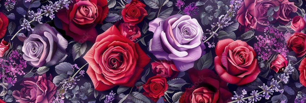 Delicate roses and lavender intertwine in a stunning display of harmony, showcasing a colorful and captivating floral arrangement. Generative AI Delicate roses and lavender intertwine in a stunning display of harmony, showcasing a colorful and captivating floral arrangement. Generative AI