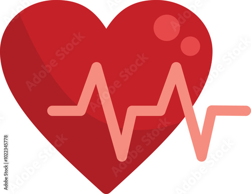 Red heart showing pulse rate symbolizing good health and wellness