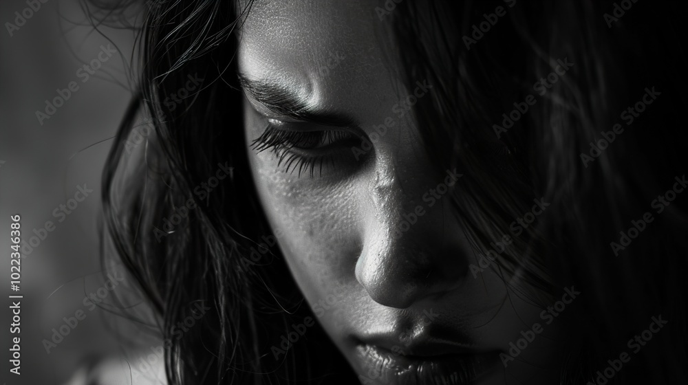 Black and White Portrait of a Woman's Face Black and White Portrait of a Woman's Face