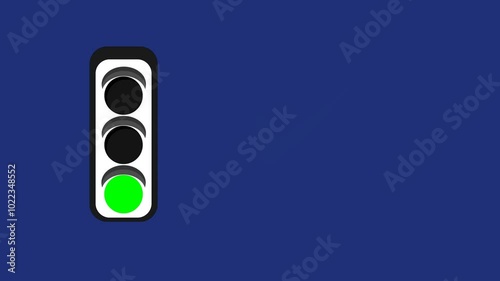 animation traffic light on a blue background for education