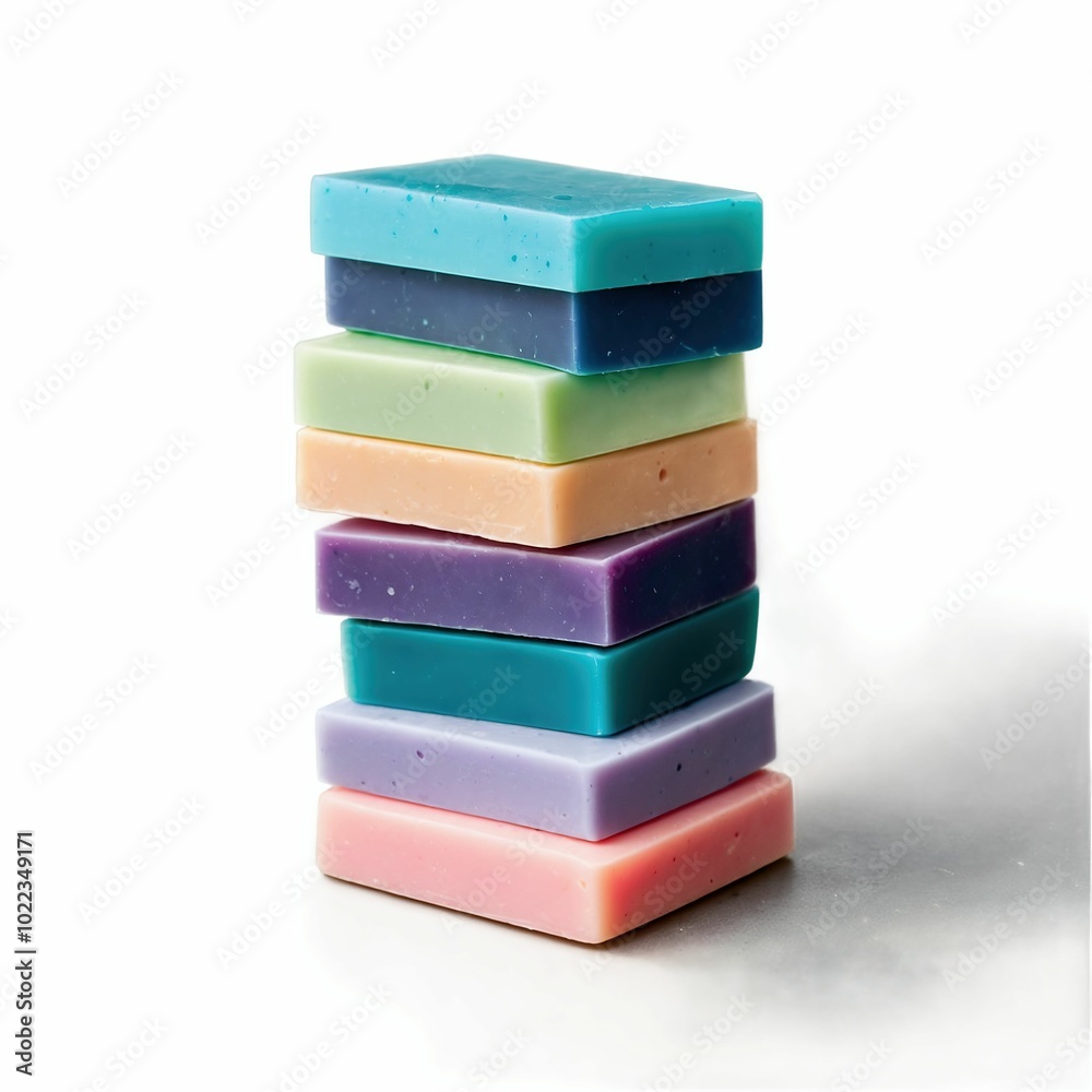 Stack of colorful handmade soap bars Stack of colorful handmade soap bars