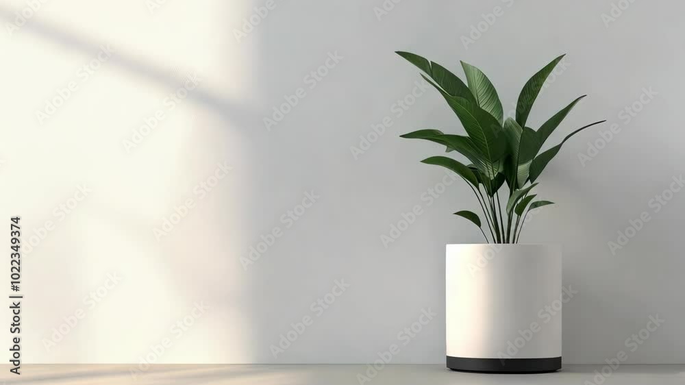 Minimalist Plant in a Modern Pot on Neutral Background Minimalist Plant in a Modern Pot on Neutral Background