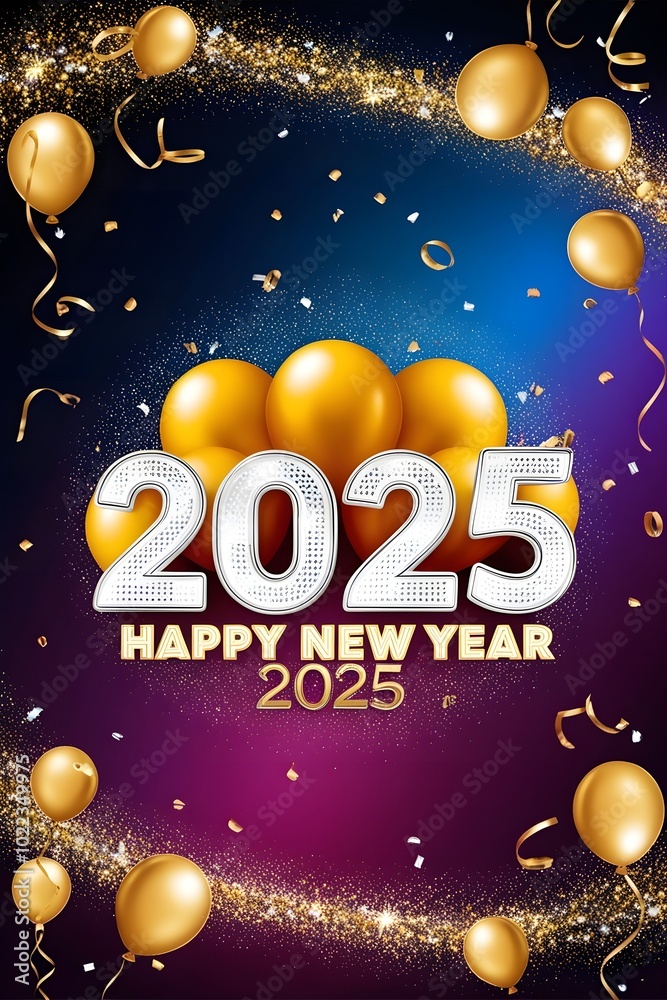 Naklejka premium happy new year 2025 with best wishes