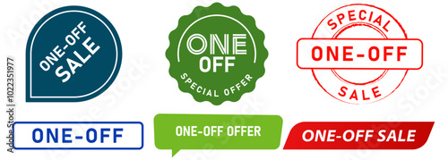 One-off special offer sale marketing advertisement promotion stamps colorful badges sticker label emblem design icon set collection