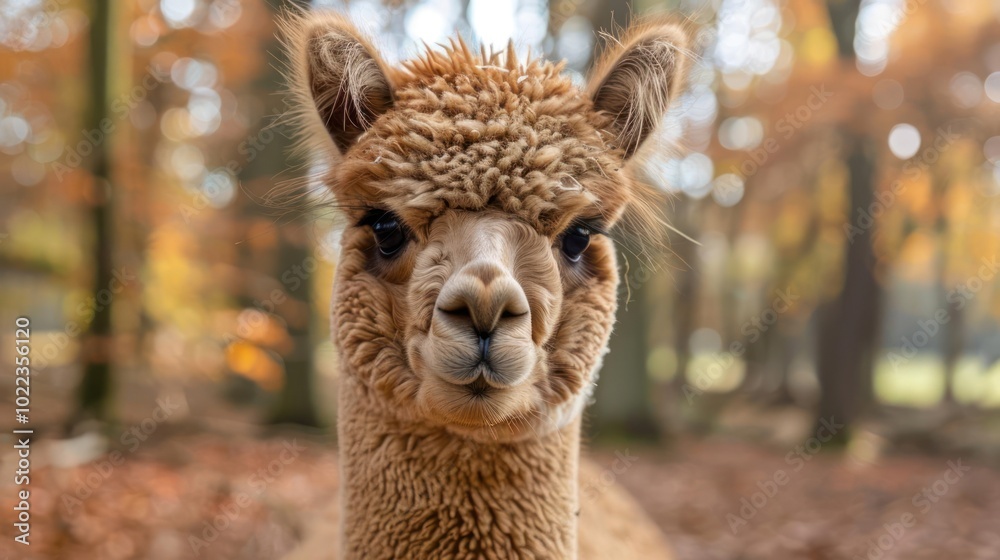 Obraz premium a close up of a llama in a forest