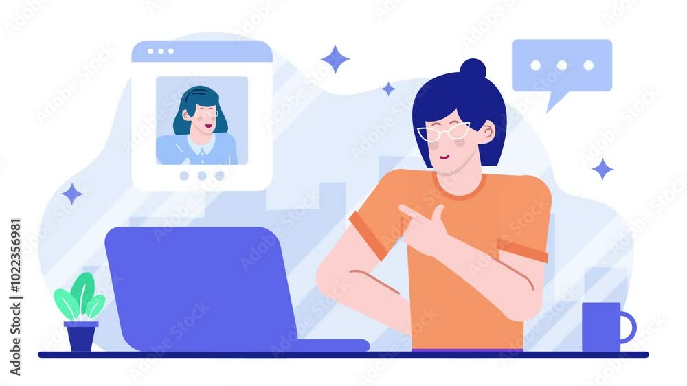 Animated video call scene with lively interaction illustration animated video Animated video call scene with lively interaction illustration animated video