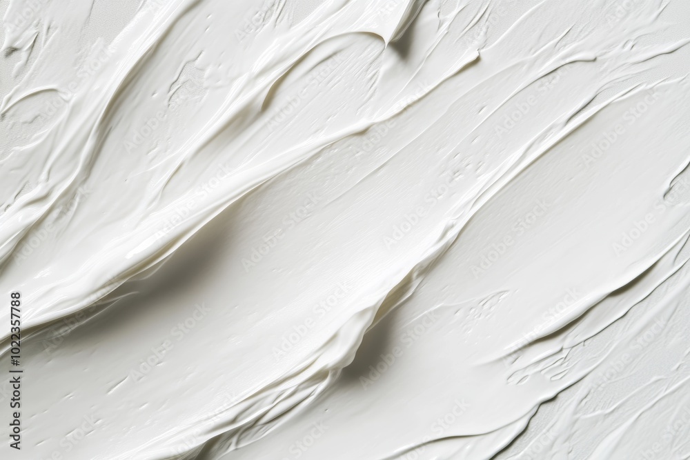 Obraz premium Thick white cream with smooth brushstrokes displayed in a clean, minimalistic setting for cosmetic product advertisement