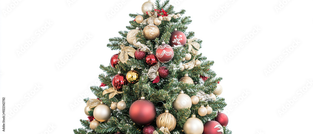 Elegant Christmas Pine Tree on a White Background