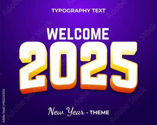 2025 new year typography text, logo new year trendy theme