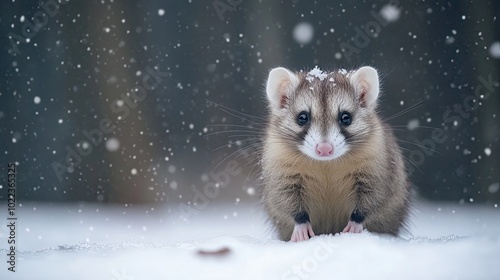 opossum isolated on winter background
