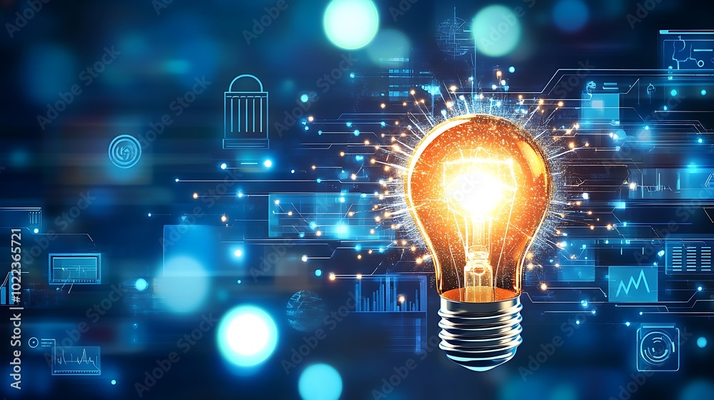 A glowing light bulb surrounded by darkness, symbolizing creativity and innovation in technology. A glowing light bulb surrounded by darkness, symbolizing creativity and innovation in technology.