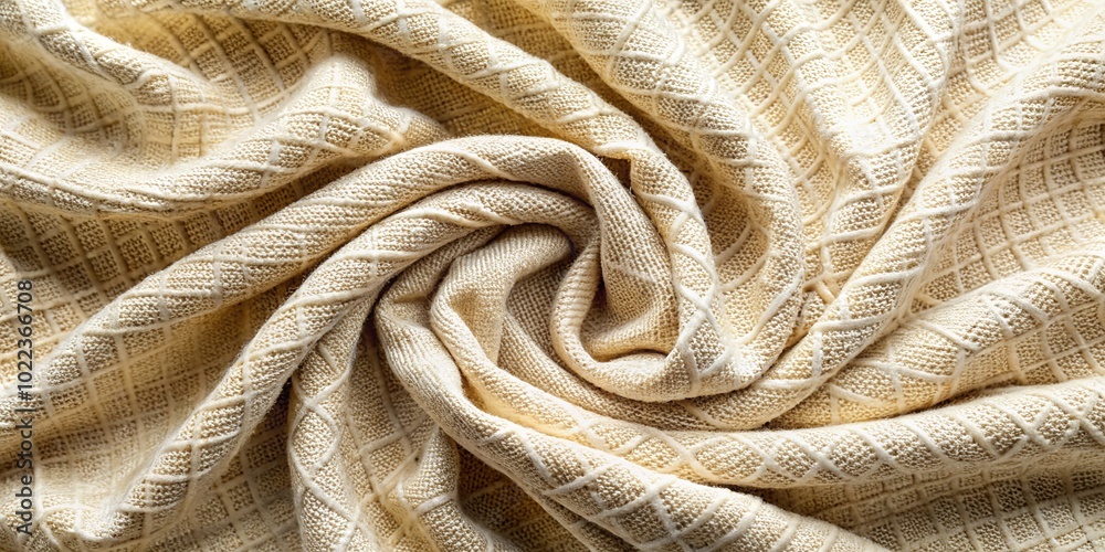 A delicate cream-colored fabric with a textured pattern, folded into a soft spiral, creating a visual journey through the folds and textures. A delicate cream-colored fabric with a textured pattern, folded into a soft spiral, creating a visual journey through the folds and textures.