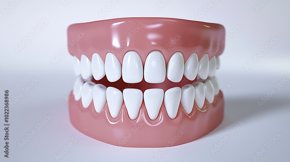 Obraz premium Closeup view of a tooth model with realistic rendering of gums, highlighting the importance of oral care and dental hygiene in maintaining healthy teeth.