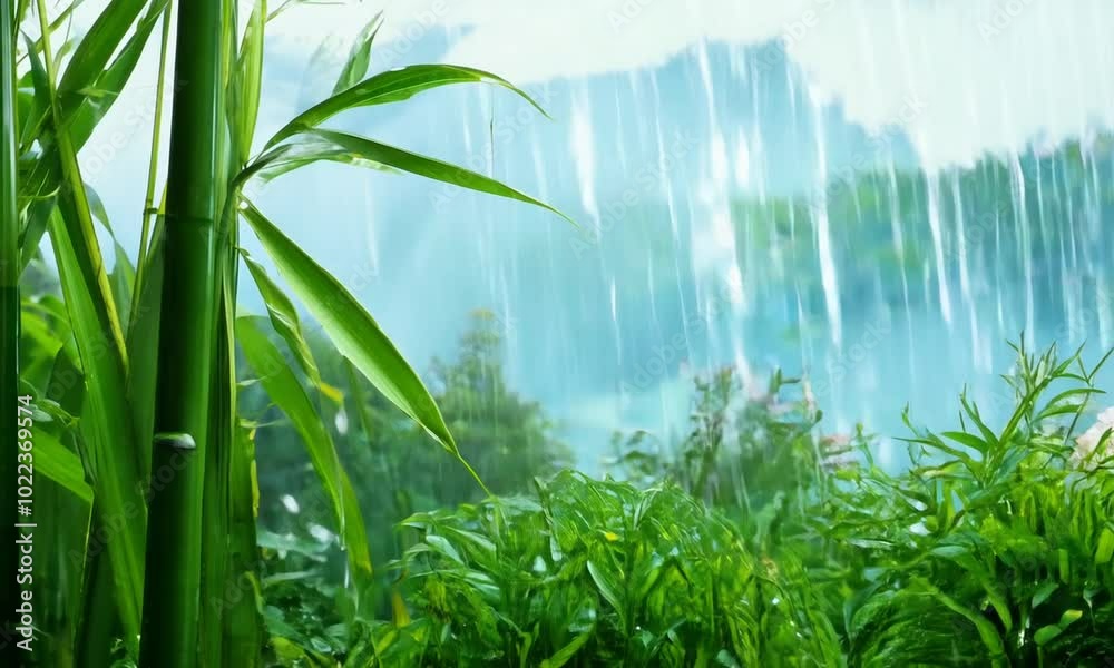 green grass on blue sky background