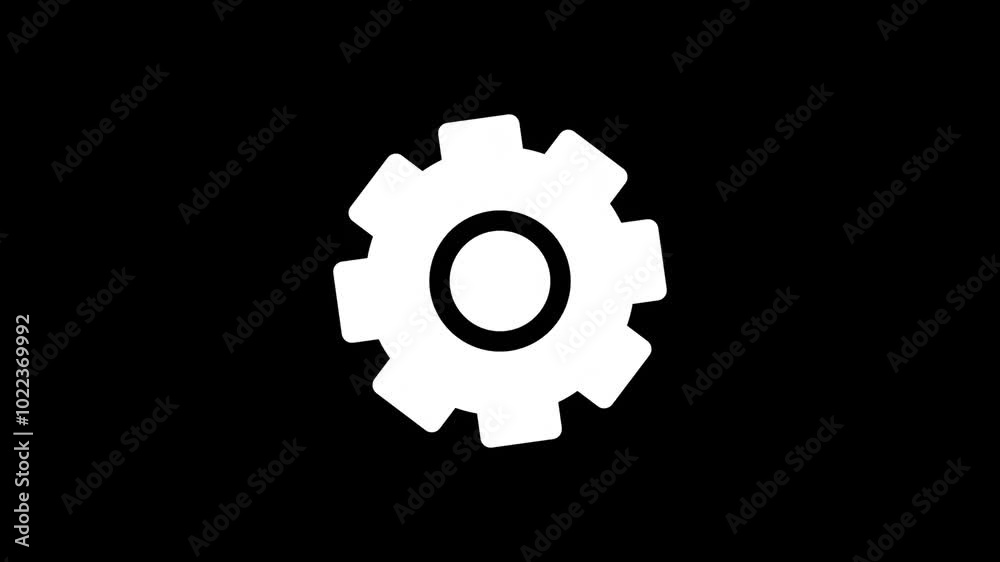 White gear icon rotating working concept Black 2d animation Animation of gears rotating in a circle.