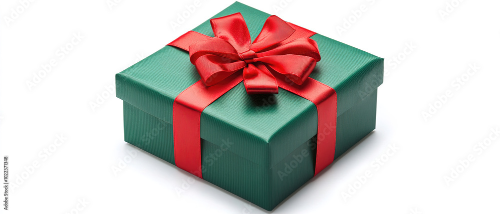 green gift box with red ribbon decoration green gift box with red ribbon decoration